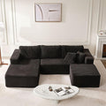 107" Boneless Couch with Deep Seat, Set of Modular Sectional Sofa, Cloud Sectional Couch for Living Room, No Assembly Required, Corduroy, U-Shape 3 Seater Left, Black