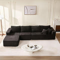 138" Boneless Couch with Deep Seat, Set of Modular Sectional Sofa, Cloud Sectional Couch for Living Room, No Assembly Required, Corduroy, 4 Seater L-Shape Left, Black