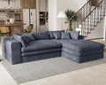 Belffin Boneless Cloud L Shaped Couch with Deep Seat Plush Corduroy Boneless Modular Cloud Sectional Couches for Living Room. Right Facing Chaise. Grey Sofa