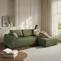 109“L-Shaped Sectional Sofa Boneless Couch Upholstery Cloud Modular Couch with Chaise No Assembly Required Corduroy Fabric Combination Deep Seat Living Room Bedroom(Green, Right Hand Facing)