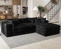 Belffin Boneless Cloud L Shaped Couch with Deep Seat Plush Corduroy Boneless Modular Cloud Sectional Couches for Living Room. Right Facing Chaise. Black Sofa