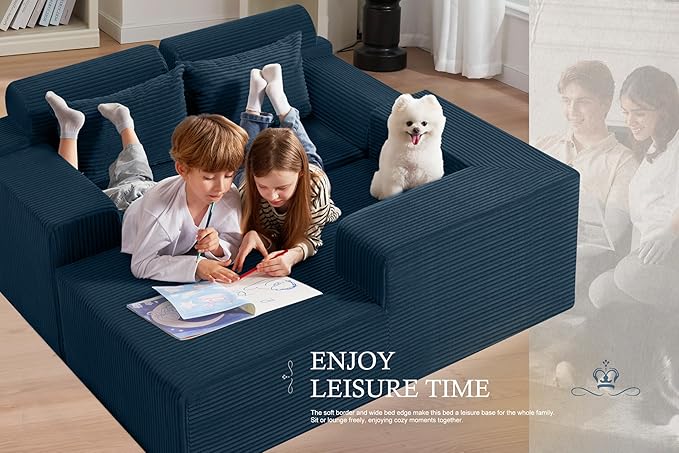 HABUTWAY Sectional Couches for Living Room,No Assembly L Shaped Couch 105" Modular Sectional Sofa Couch with Deep Seat,Cloud Couches Furniture Sets for Apartment,Corduroy (Blue, Right Facing)