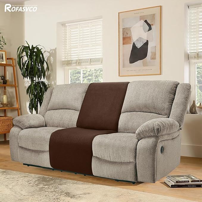 Waterproof Reclining Sectional Couch Covers Washable L Shaped Couch Cover for Sectionals Recliner Sofa Covers Stretch Corner Recliner Slipcovers for Dogs (Additional Seat Cover, Dark Brown)