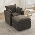 30" Cloud Modular Single Sofa Chair with Storage Ottoman, Modern Upholstered Accent Chair with Storage, Chenille Reading Lounge Armchair for Living Room, Bedroom, Small Space, Brown | Sofa Chair, Upholstered Chair, Accent Chair, Reading Lounge, Armchair