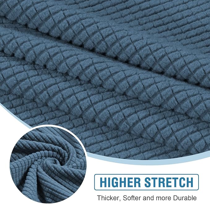 H.VERSAILTEX Sectional Couch Covers 4 Pieces Sofa Seat Cushion Covers L Shape Separate Cushion Couch Chaise Cover for Both Left/Right Sectional Couch (Seat Only: 1 Chaise + 3 Sofa, Dusty Blue)