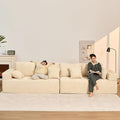Chaise Lounge Chair, Boneless Couch for Living Room and Bedroom, Set of Sleeper Couches Reading Chairs, Corduroy, White