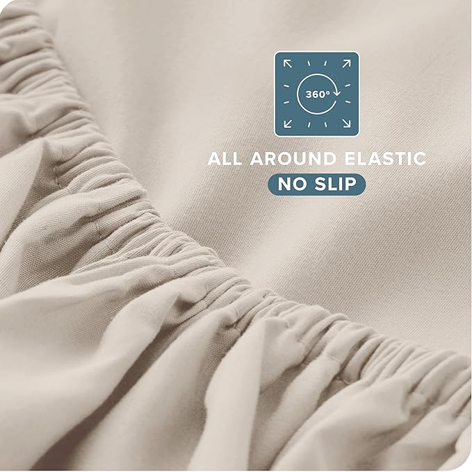 Bare Home Full XL Sheet Set - 1800 Ultra-Soft Microfiber Full Extra Long Bed Sheets - Double Brushed - Deep Pockets - Easy Fit - 4 Piece Set - Bedding Sheets & Pillowcases (Full XL, Wheat)
