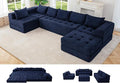 MAXYOYO Modular Sectional Sofa Couch, Foldable U Shaped Cloud Couch with Pillows, Tufted 7-Seat Boneless Sleeper Lounger Floor Sofa Bed for Living Room, No Assembly Required, Navy