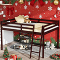 VINGLI Junior Low Loft Bed with Inclined Stairs, Wood Loft Bed Full Size for Adults, Kids and Young Teens, No Box Spring Required,Wood Slat Support, Espresso