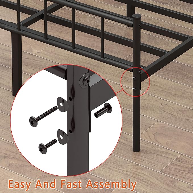 DIIYIV Twin XL Bed Frame-Classic Metal Platform Bed Frame,Mattress Foundation with Steel Slat Support,Under Foundation Storage,No Box Spring Needed, Easy Assembly,Twin XL Size