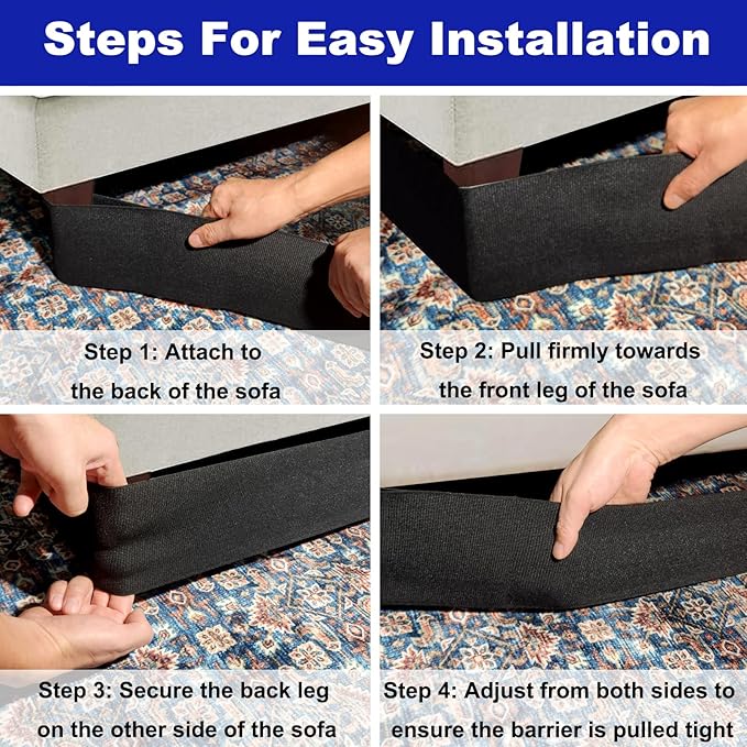 Under Couch Blocker for Kids and Pet Toys, 123" L x 3" H, Toy Blockers for Bed, Stop Things Going Under Sofa or Furniture, Fits Standard couches and Sofas with Straight Legs