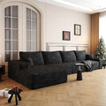 136" Sectional Couches for Living Room Cloud Couch Sofa with L-Shape Upholstered Boneless Couchs Modern Modular Sectional Couch with Chaise (Black, 136" Left Facing Chaise+3Seaters)