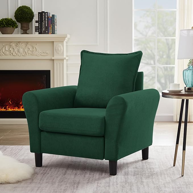 Accent Chair for Living Room, 35" Reading Chairs for Bedroom Arm Chair Modern Single Sofa Comfy Chair for Apartment, Waiting Room and Office (Green, Chair)