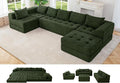 MAXYOYO Modular Sectional Sofa Couch, Foldable U Shaped Cloud Couch with Pillows, Tufted 7-Seat Boneless Sleeper Lounger Floor Sofa Bed for Living Room, No Assembly Required, Dark Green