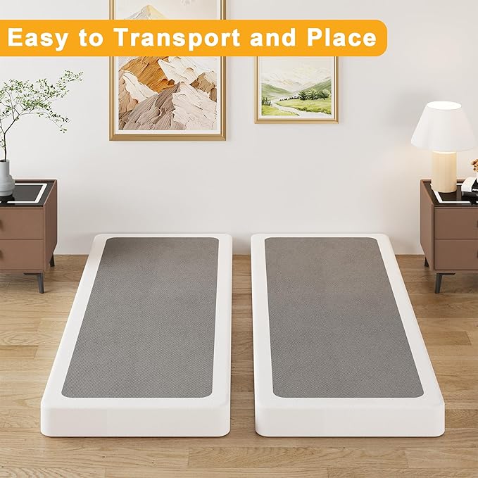 Lutown-Teen 4 Inch Split California King Box Spring, Heavy Duty Metal Cal King Box Spring Mattress Foundation with Fabric Cover, Easy Assembly, Noise Free