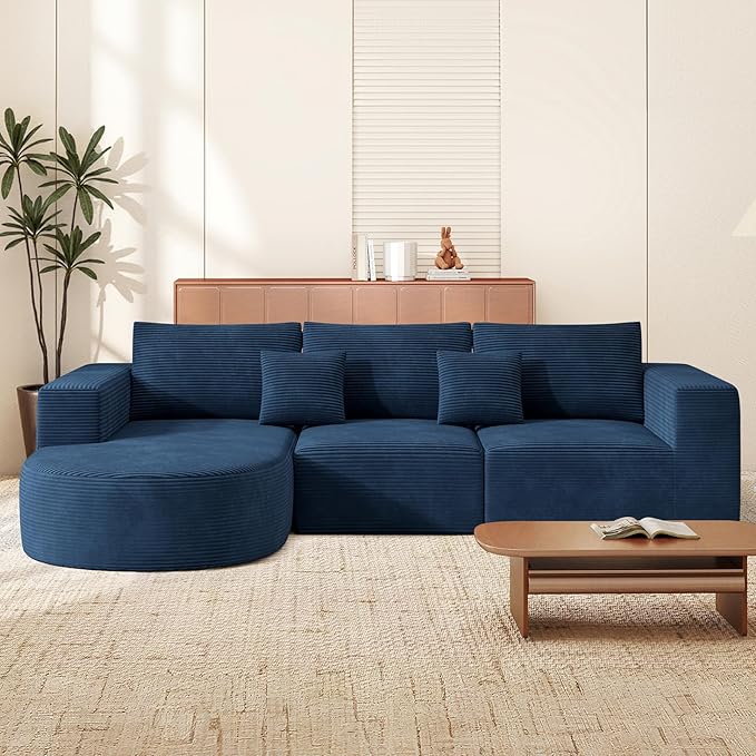 Boneless Couches for Living Room,Cloud Sectional Couch with L-Shape Chaise,Modern Modular Sofa with Deep Seat Upholstered Comfy Couches for Bedroom,No Assembly Required,1PCS