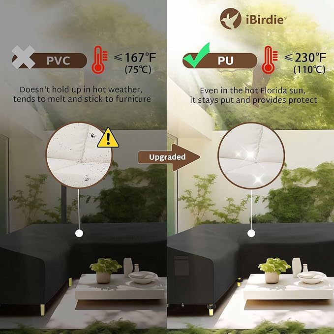 iBirdie Outdoor Sectional Cover fit 100 x 100 inch, 98 x 98, 96 x 96 L-Shaped Patio Sofa Waterproof Weatherproof 600D Heavy Duty Garden Furniture Cover for Outside L Shape Couch
