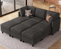 Belffin 84.3" 9 Seats Sleeper Sofa Modular Sectional Sofa Washable Sectional Couches for Living Room Comfy Couches with Storage Seat Couch Sofas with Chaise,Dark Grey