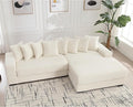 111 Inch Corduroy Sectional Couches for Living Room | L-Shaped Sectional Couch with 8 Pillows | Cloud Couch with Deep Seat | Solid Wood Frame Sofa Beige (Right Facing Chaise)