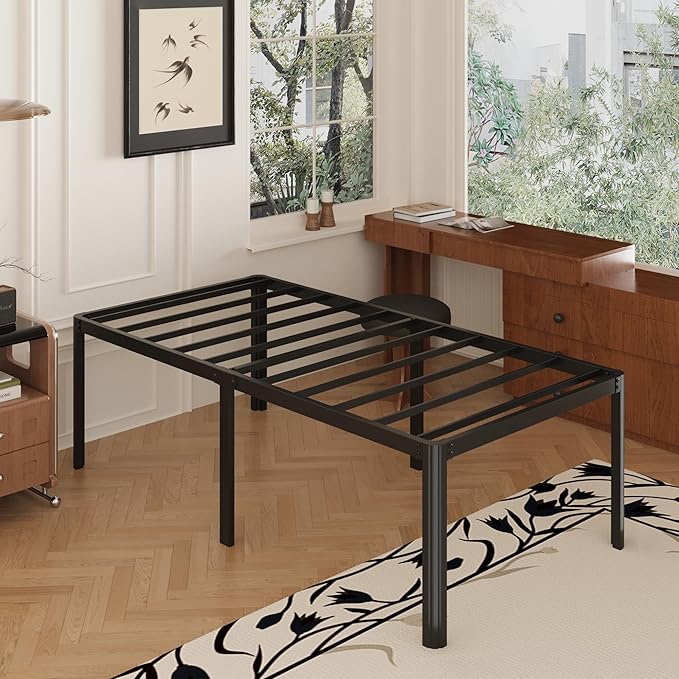 Yicensen 20 Inch Twin Bed Frames Rounded Corner Legs Heavy Duty Platform Twin Metal Bed Frame for Kids, Easy Assembly, Noise Free, No Box Spring Needed, Black.