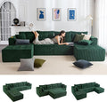 MAXYOYO 129.5" Modular Sectional Sofa Couch, U Shaped Modern Cloud Couch, Sofa in A Box, Tufted 6-Seat Boneless Sleeper Lounger for Living Room, No Assembly Required, Green