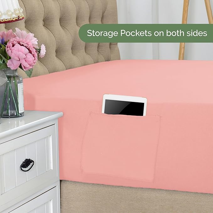 Elegant Comfort 1500 Premium Hotel Quality 18-21 Inches Deep - Extra Deep Pocket Single Fitted Sheet for High Mattress, Luxury and Softest, Smart Pocket - Wrinkle Free, Queen, Dusty Rose