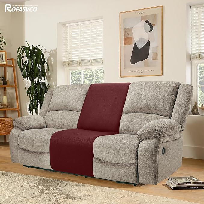 Waterproof Reclining Sectional Couch Covers Washable L Shaped Couch Cover for Sectionals Recliner Sofa Covers Stretch Corner Recliner Slipcovers for Dogs (Additional Seat Cover, Wine Red)