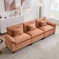 120" Modular Sectional Sofa, Comfy Cloud Couch Sectional, Chenille Sofa Sleeper Deep Seat Sofa with Throw Pillows for Living Room (Orange, 120"- 3 Seater)