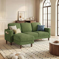 YESHOMY L-Shaped Sofa Couch, Small Couch with Reversible Chaise and Ottoman, Convertible Sectional Comfy 3 Seat Sofas with Side Pockets for Apartment and Living Room (Olive Green)