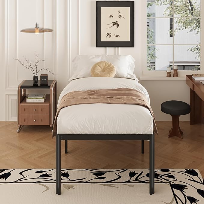 Yicensen 20 Inch High Twin XL Bed Frames with Rounded Corner Legs, Heavy Duty XL Twin Metal Platform Bed Frame No Box Spring Needed, Easy Assembly, Noise Free, Black