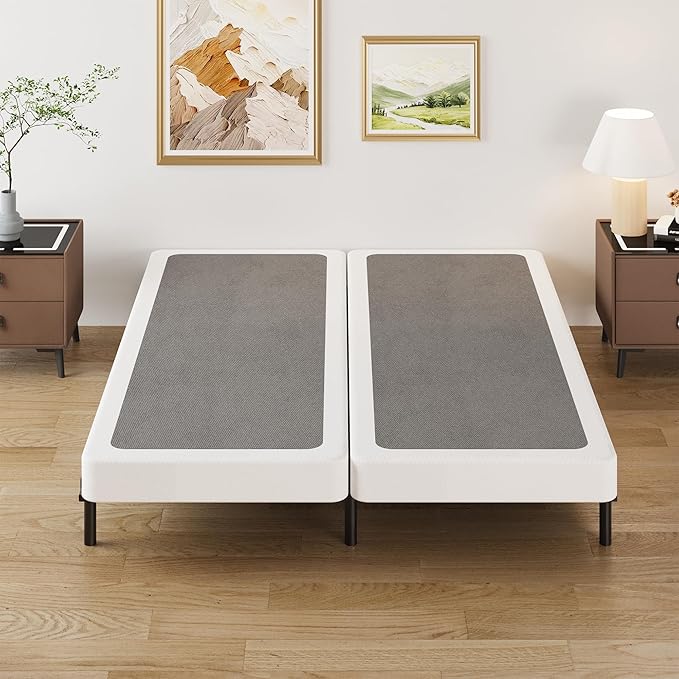 Lutown-Teen 4 Inch Split King Box Spring, Heavy Duty Metal Low Profile Box Spring King with Fabric Cover, Easy Assembly, Noise Free
