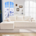 Modular Sectional Sofa Couches L-Shape Couch 3 Seat Modular Sofa Memory Foam Sectional Couches for Living Room, Cloud Couch with Oversized Chaise (White Stripe, 98" Left Facing Chaise)