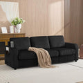 87.4" Oversized 3 Seater Couch,Upholstered Sofa for Living Room,Modern Deep Seat Comfy Loveseat Couches with Cup Holders,Corduroy Love Seat Sofa (Black)
