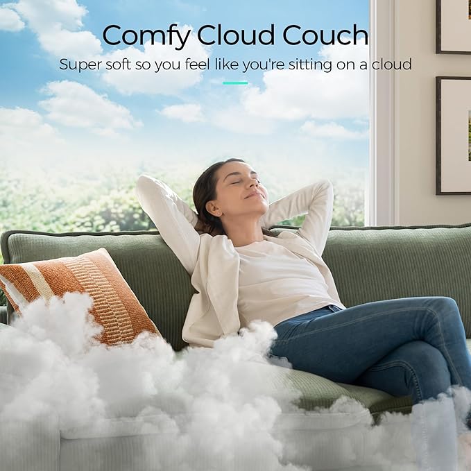 LINSY HOME Modular Sectional Sofa Couch Corduroy Cloud Couches for Living Room, U-Shaped Cloud Couch Sectional Sofas for Bedroom and Apartment, Green