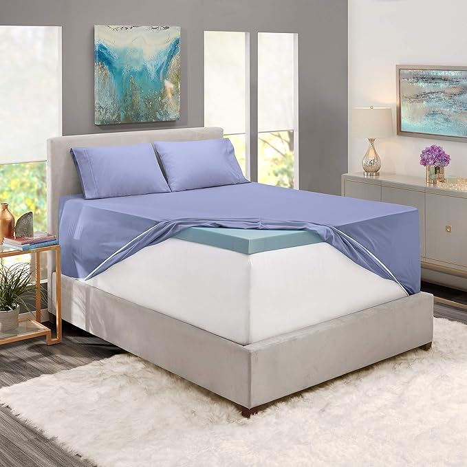 Hearth & Harbor Extra Deep Pocket Sheets - Fits Mattress 18-24 Inches Deep - Extra Deep Pocket Twin Sheets Sets - 4 Piece Twin Size - Steel Blue