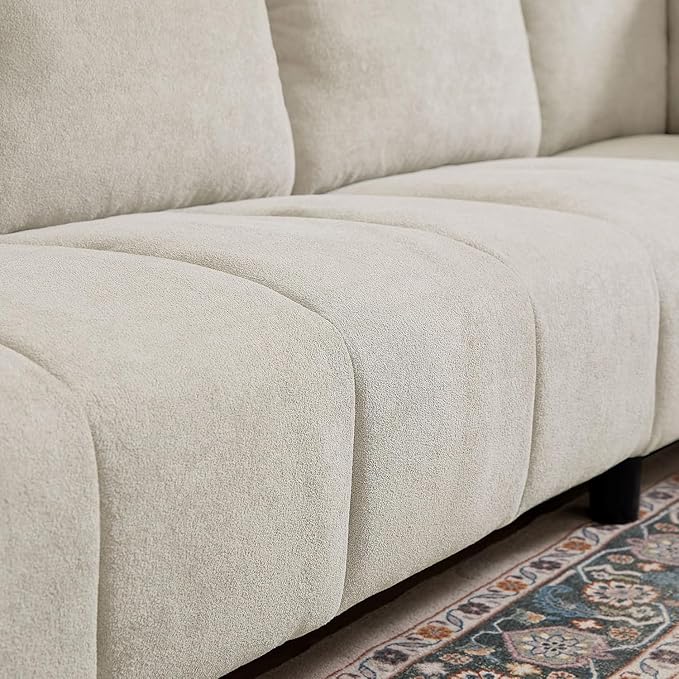 Convertible Sectional Sofa Couch, 102" L Shaped Couch with Back Cushions, Modern Upholstered Fabric 6-Seat Reversible Sofa Set for Living Room, Apartment, Office, Beige