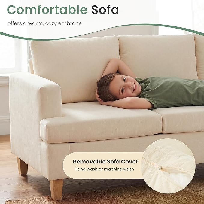 YOUDENOVA 2 Piece Set Comfy Sofa Couch, Loveseat Sofa * 2 with Deep Seats, Modern Sleeper Couch for Living Room, Beige Chenille