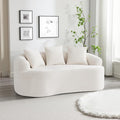 65" Boneless Loveseat Sofa Couch, Modern Comfy Curved Cloud Sofa, Chenille Deep Seat Love Seat Couches for Living Room, No Assembly, Beige