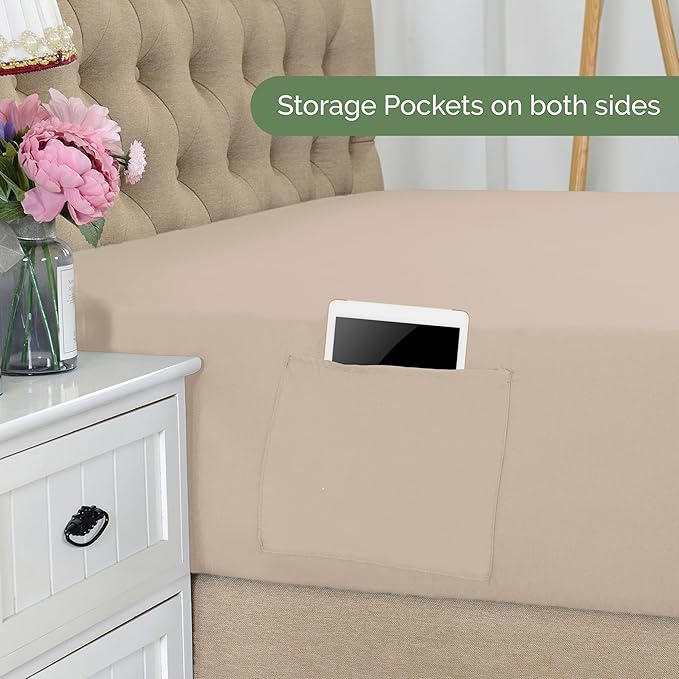 Elegant Comfort 1500 Premium Hotel Quality 18-21 Inches Deep - Extra Deep Pocket Single Fitted Sheet for High Mattress, Luxury and Softest, Smart Pocket - Wrinkle Free, Twin/Twin XL, Cream