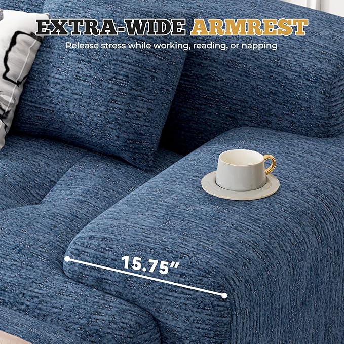 85" Cloud Loveseat Sofa in a Box, Modern Small Couch No Assembly Required, Comfy Deep Seat Boneless Couches for Living Room, Bedroom, Apartment, Blue 1 PCS