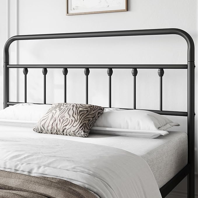 Yaheetech Classic Metal Platform Bed Frame Mattress Foundation with Victorian Style Iron-Art Headboard/Footboard/Under Bed Storage/No Box Spring Needed/Queen Size Black