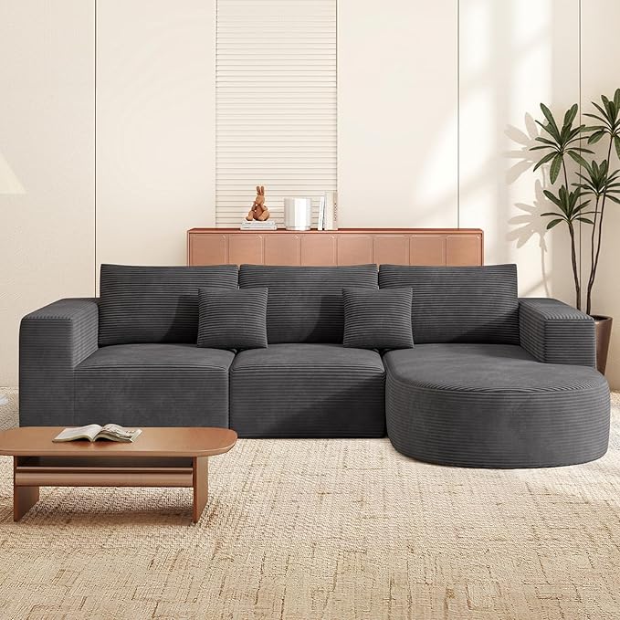 Boneless Couches for Living Room,Cloud Sectional Couch with L-Shape Chaise,Modern Modular Sofa with Deep Seat Upholstered Comfy Couches for Bedroom,No Assembly Required,1PCS