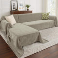 Sectional Couch Covers, 2 Pieces Chenille Sofa Cover L Shaped Couch Cover Blanket for Dogs Washable Sofa Slipcovers Pet Furniture Protector (X-Large: 71" x 110" + 71" x 118", Smoked Tan)
