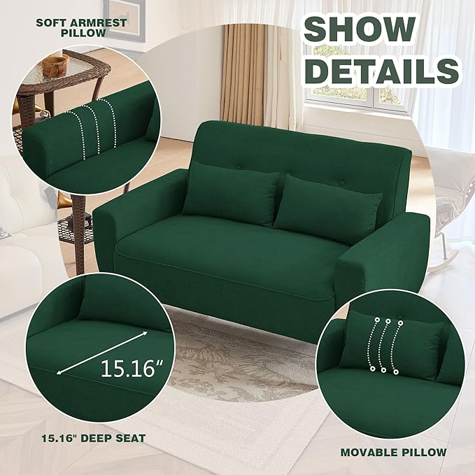 Convertible Sectional Sofa Set, Small L Shaped 3-Seat Couch with Reversible Chaise and Accent Chair, Modern Polyester Sofas Couches for Living Room, Green | L Shaped 3-Seat, Reversible Chaise, Accent Chair, Modern, Polyester, Living Room