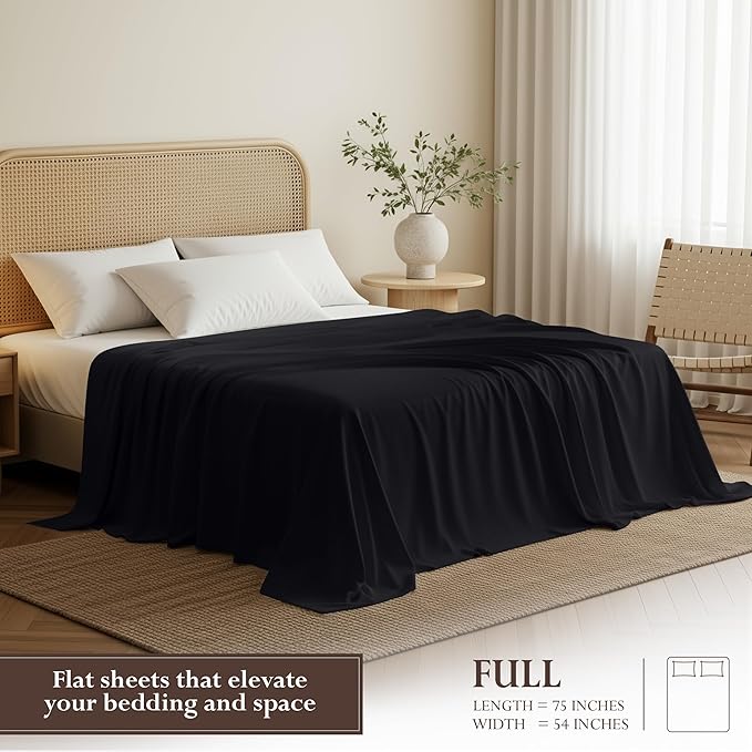 Utopia Bedding Flat Sheet - 1 Pack (Full, Black) - Soft Brushed Microfiber Fabric - Shrinkage & Fade Resistant Top Sheet - Easy Care Bed Sheet