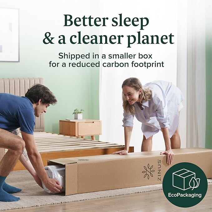 Zinus 8 Inch King Green Tea Memory Foam Mattress [New Version], Fiberglass Free, Medium Firm Feel, Zoned Pressure Relief, Certified Safe Foams & Fabric, Mattress in A Box