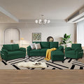 4 Piece Convertible Sectional Sofa Set, Modern Linen Small L Shaped Couch with Reversible Chaise, 3-Seater Sofa & Loveseat & Armchair for Living Room, Office, Apartment, Green