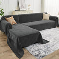 Sectional Couch Covers, 2 Pieces Chenille Sofa Cover L Shaped Couch Cover Blanket for Dogs Washable Sofa Slipcovers Pet Furniture Protector (XX-Large: 71" x 118" + 71" x 118", Graphite Gray)