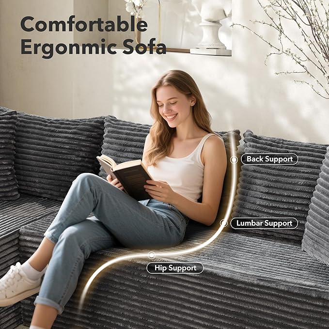 Garvee Modular Sectional Sofa Cloud Sectional Couch, 106" Comfy L Shaped Couches for Living Room,Oversized Sofa Sleeper with Deep Seat, No Assembly Required