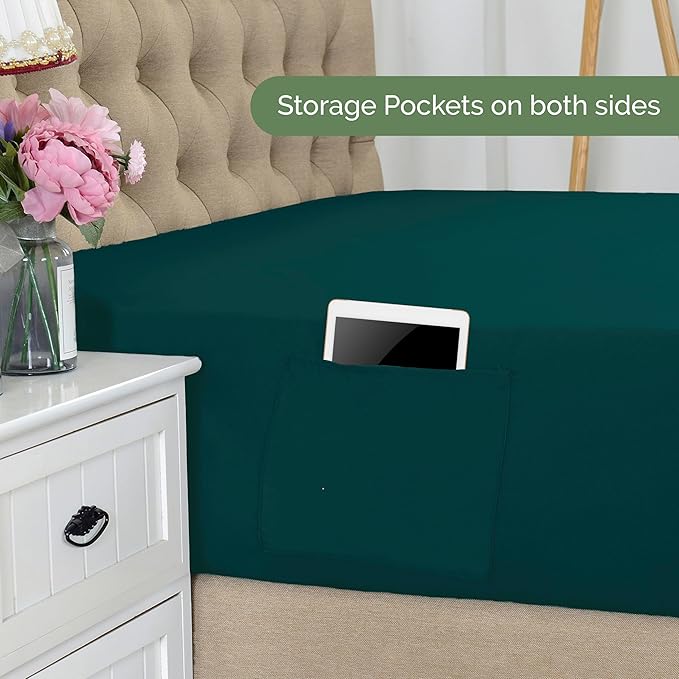 Elegant Comfort 1500 Premium Hotel Quality 18-21 Inches Deep - Extra Deep Pocket Single Fitted Sheet for High Mattress, Luxury and Softest, Smart Pocket - Wrinkle Free, King, Marine Teal